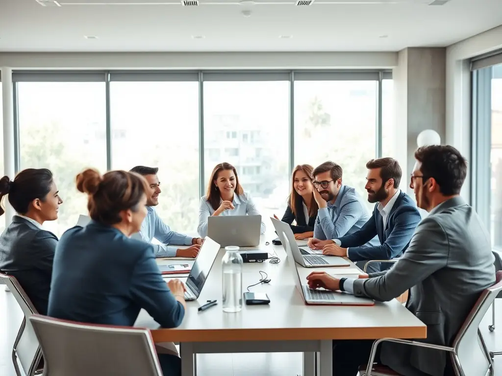 An image of a diverse group of executives participating in a leadership workshop, actively engaged in team-building exercises and collaborative discussions.